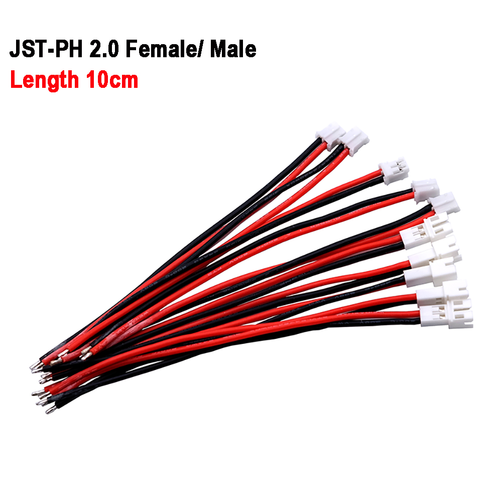 Drone Kit Vtol - 10ซม.24AWG Tiny Whoop JST-PH 2.0หญิง/ชายปลั๊กซิลิโคนสำหรับ UR65